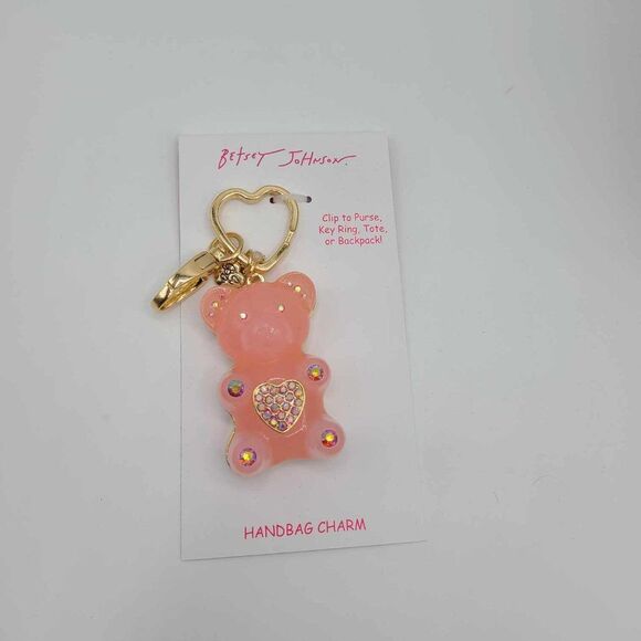 Betsey Johnson Pink Bear Key Ring Handbag Charm NWT!  NEW! - Picture 6 of 8
